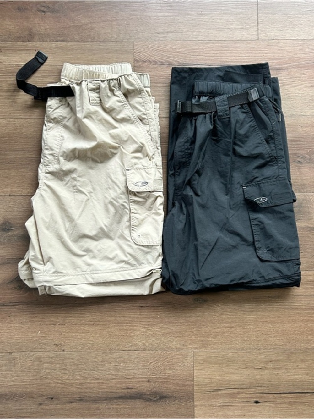 Champion Light Tan and Black Cargo Pants/Shorts Pair